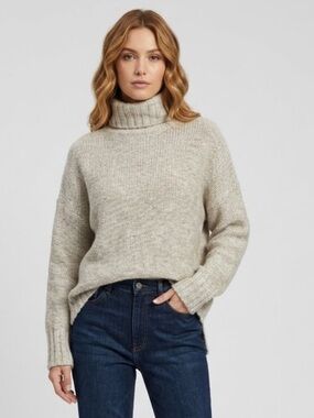 PHILOSOPHY heathered grey beige turtle neck sweater